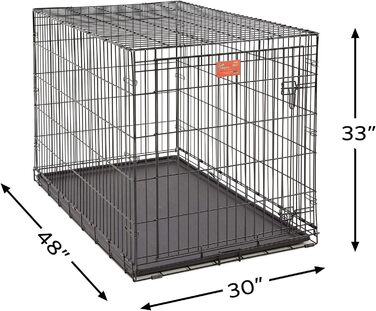 Кія для собак Midwest Homes Life Stages 1636DDU, чорна, середнього розміру, з подвійними дверима, металева, 91 см, з перегородкою, захист підлоги, вилка, для собак середніх порід