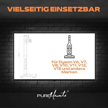 Підставка для пилососа Dyson V7-V15 PureMounts універсальна, чорна - тримач для аксесуарів