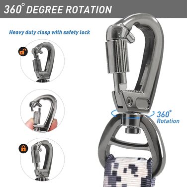 Міцна собача лінія, тактична собача лінія з автофіксатором для великих собак до 68 кг, 1,8 м, амортизуюча, рулетка, подвійний руків'я, для тренування собак