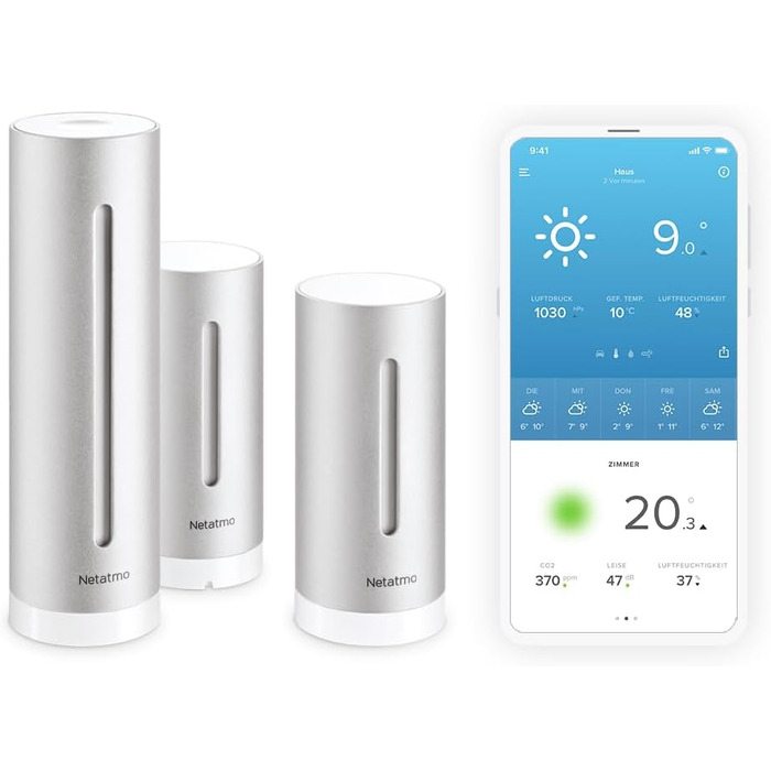 Netatmo Indoor and Outdoor Weather Station with Wireless Outdoor Sensor + Add-on Module, Compatible with Amazon Alexa, Google Home, and Apple HomeKit, NBU-NWS-NIM-EU Weather Station + Additional Outdoor Module