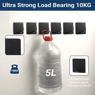 Набір гачків для рушників без свердління, 6 шт. з нержавіючої сталі, самоклеючі, до 10 кг, для ванної кімнати та кухні