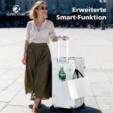Чемодан ALPHA CAMP Trunk-XL (30 дюймів) з алюмінієвим каркасом та полікарбонатною оболонкою, TSA-замок, 93L, срібний