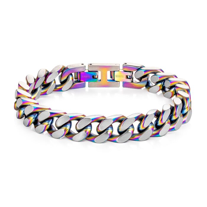 Чоловічий браслет LUCKY2+7 з ланцюгом у стилі Куба, сріблястого кольору, чорний, з нержавіючої сталі