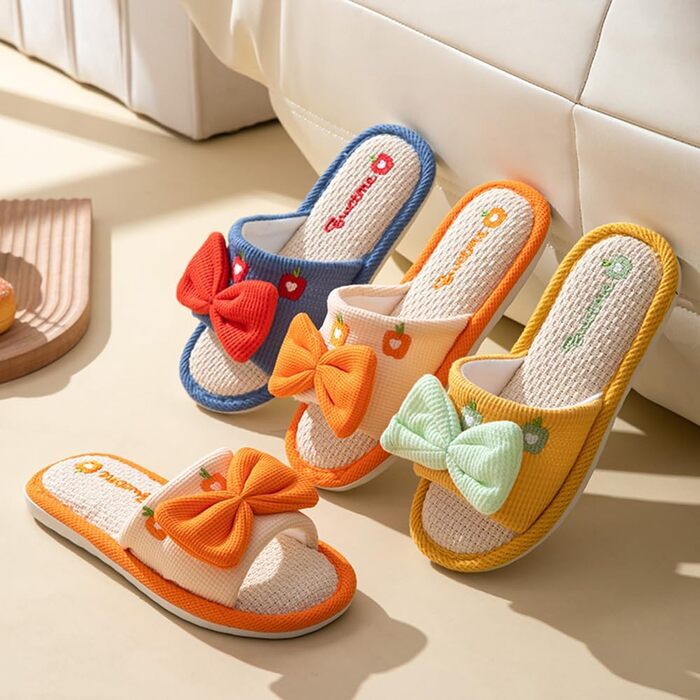 Жіночі тапочки з льону для дому - м'які, антиковзні, комфортні, жовті, 36/37 EU