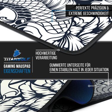 Килимок для миші Titanwolf XXXL 1200x400 мм, ігровий, для Logitech, з принтом Koi Koi