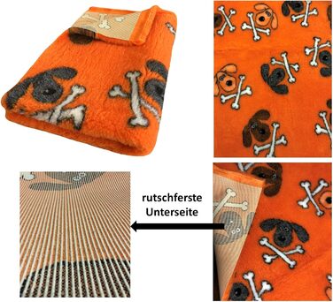 Килимок для собак Elropet Premium 30mm, неслизький, S/M/L, для маленьких та великих собак, Vet Bed, найвища якість (S 80x50 см, кістка помаранчевого кольору)