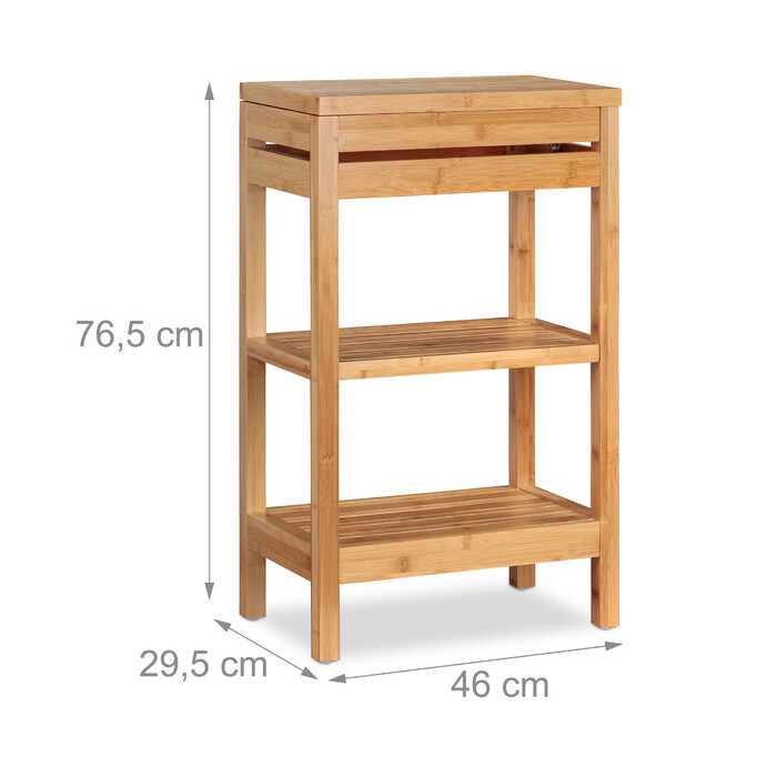 Relaxdays Bamboo Shelf with Shelves and Lid