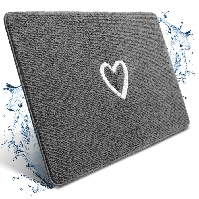 Килимок для дому 60x90 см (серце, сірий) - килимок для вхідних дверей, захист від бруду