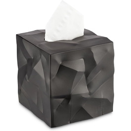 Essey Cosmetic Tissue Box Wipy Cube I, square tissue box dispenser, design tissue box, black, 13x13x13 cm