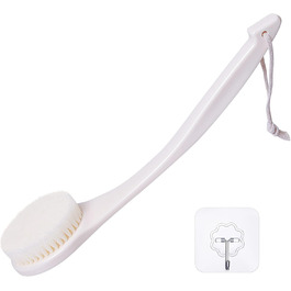 Масажна щітка для спини, щітка для душу, скребок для тіла з довгим руків'ям для пілінгу та масажу. Покращує кровообіг (Чорний PE). PE – Чорний (PE – Кремовий)