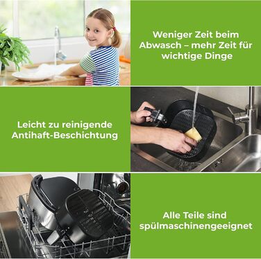 Аерофритюрниця NUTRI-FRYER XXL з нержавіючої сталі, 2000 Вт, 5 л, німецька марка, без масла, тестована, набір для приготування картоплі фрі