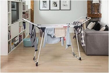 Сушарка для білизни Vileda King, 20 м мотузок, підставка для дрібних речей, 2.7 кг, білий/чорний