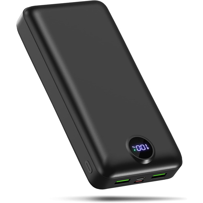 Power Bank 50000mAh з LED дисплеєм: Швидка зарядка 22.5W, USB-C, 3 виходи та 2 входи (Чорний)