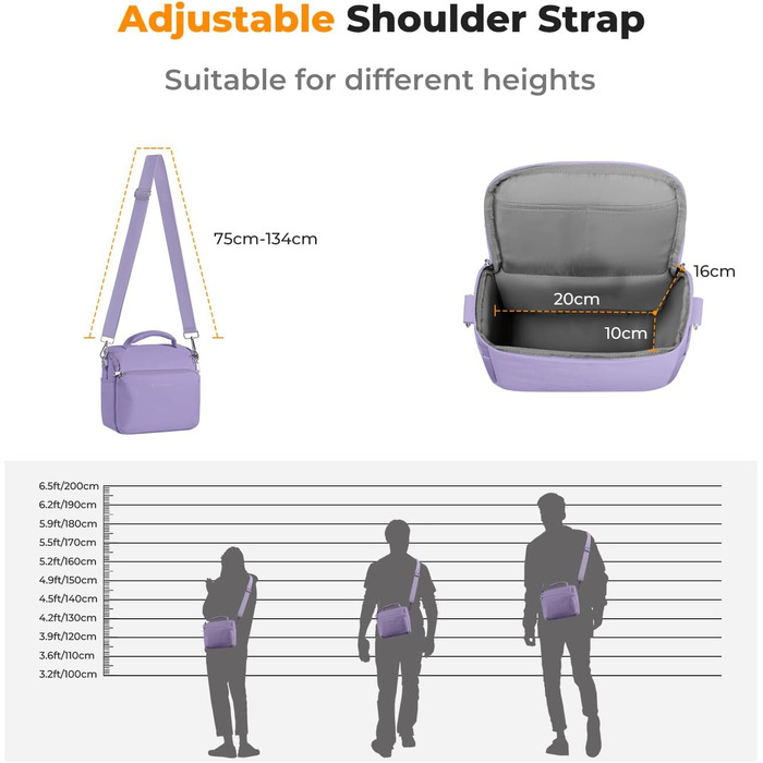 Сумка для камери K&F CONCEPT, фотосумка для фотографів, універсальна, фіолетова, середнього розміру