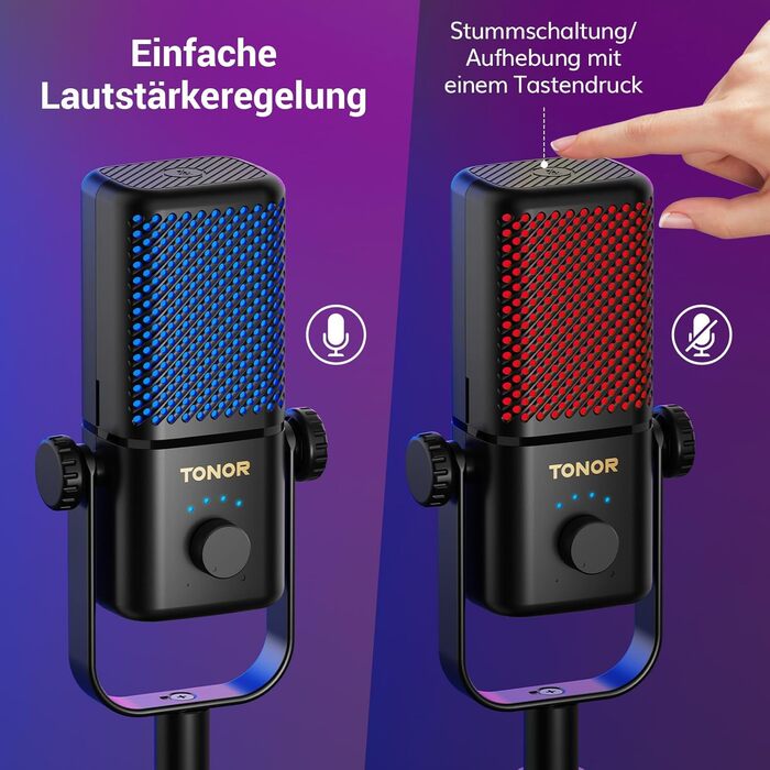 Мікрофон TONOR TCX3 для Xbox з RGB підсвічуванням та контролем Gain, акумулятор 30 годин, для стримінгу та подкастингу, сумісний з відеокартами