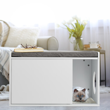 Relaxdays Cat Cabinet with Seat Cushion