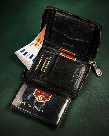 Великий чоловічий шкіряний гаманець Peterson з RFID-захистом на блимавці