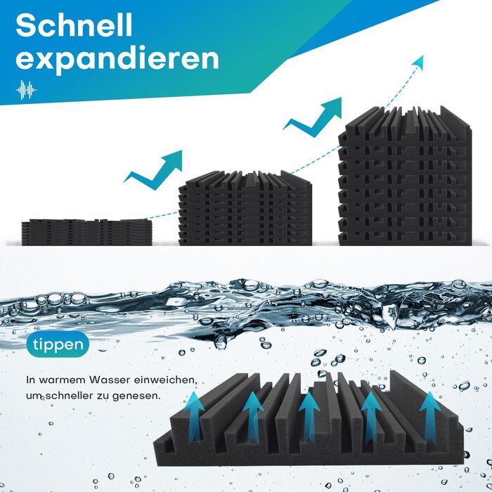 Акустичний поролон для звукоізоляції, шумопоглинаючі панелі 30х30х5 см, висока щільність, набір 48 шт для студії звукозапису та лайв-студій