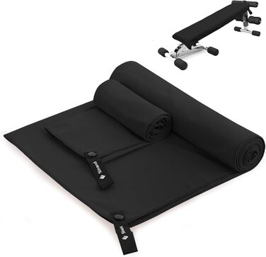 Набір рушників з мікрофібри 2 шт. | 180x60 см великий рушник для душу + 80x40 см маленький рушник для обличчя | Швидковисихаючі рушники з мікрофібри, спортивний рушник для фітнесу, пляжу, спортзалу (Чорний)