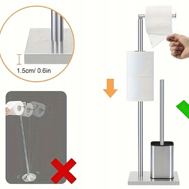 Підлоговий набір для ванної кімнати: тримач для туалетного паперу та йоржик із нержавіючої сталі