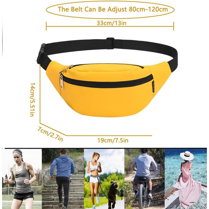 Сумка на пояс для чоловіків та жінок з PU шкіри, поясна сумка, спортивна сумка-шоппер, сумка на стегно для подорожей, піших прогулянок, тренувань з собакою та активного відпочинку на природі (Жовта)