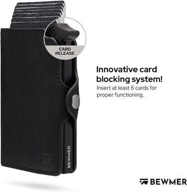 Гаманець-картхолдер BEWMER Premium з RFID-захистом: Чорний шкіряний картхолдер та гаманець для жінок і чоловіків