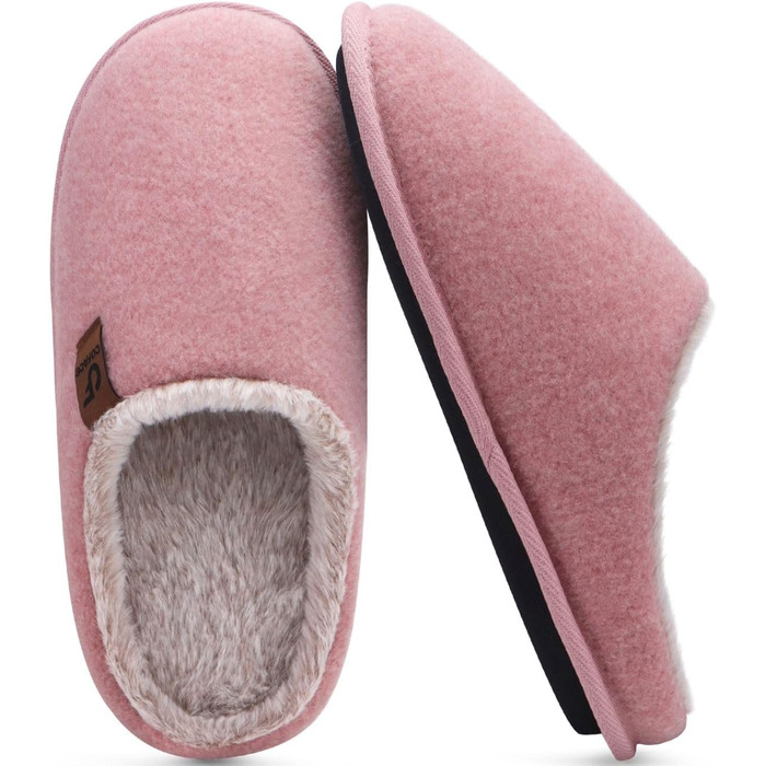 Тапочки чоловічі COFACE з фетру, теплі, зручні, з плюшем, антиковзка гумова підошва, розмір 40-49 (світло-рожевий, 46 EU)