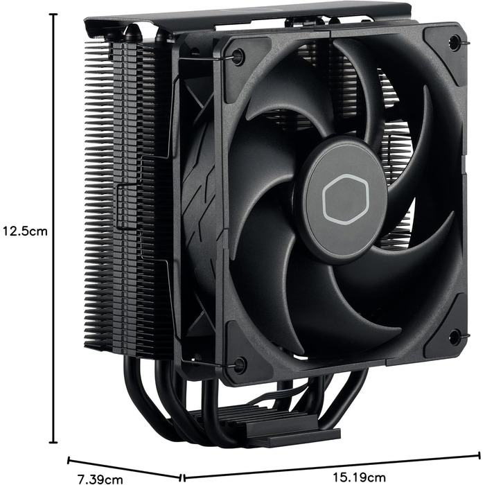 Cooler Master Hyper 212 Black - кулер для CPU з RGB підсвічуванням, LGA1700 & AM5, чорний, з 4 heatpipes