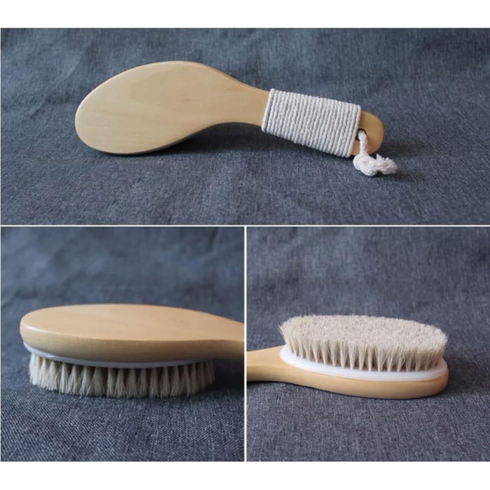 Body brushes for women, back scrubbers for the shower, for men, bath and body brushes made of horsehair, shower brush 9.8 inches