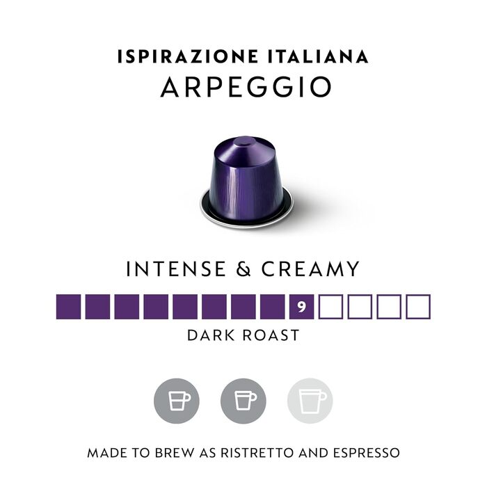 Кава Nespresso Original Arpeggio, темне обсмаження, 100 капсул (50 шт.) | Оригінальна сумісність