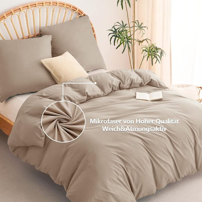 Комплект постільної білизни WAVVE 135x200 (4 шт.) з мікрофібри, бежевий - 135x200 + 2x80x80