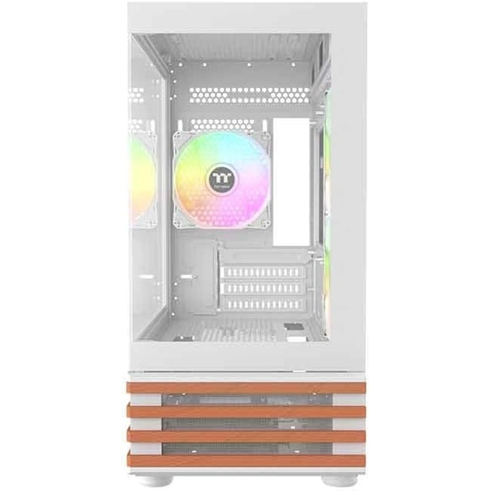 Корпус Thermaltake TG ARGB Micro-Tower з темперованим склом, 3 вентилятори ARGB, підтримка водяного охолодження 240/280мм, білий (View 170 Wood, Snow)