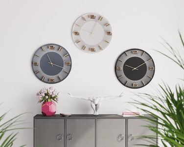 Kare Design Wall Clock Leonardo, /Gold, 49cm Diameter, Modern, Aluminum, Round, Clock for Living Room, Bedroom, Office, Battery not included (White)