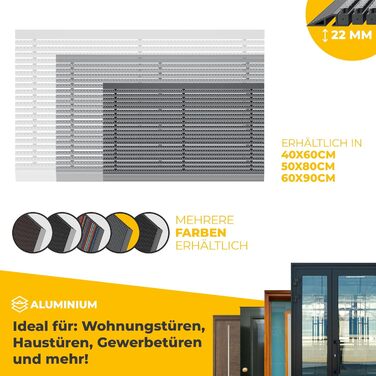 Килимок для порогу Entrando 40x60 см - алюміній, антиковзаючі, для дому, тераси та вхідних дверей - вологостійкий килимок для збору бруду з щітковим профілем - чорний (світло-сірий)