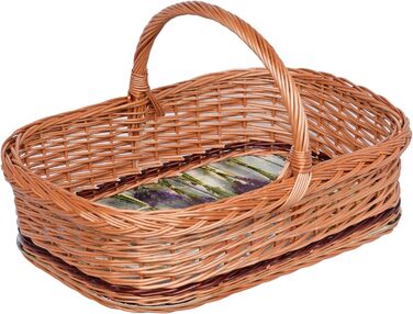 Weiden tablet with handle, basket tablet, tray, basket serving tray with coffee motif LWKW