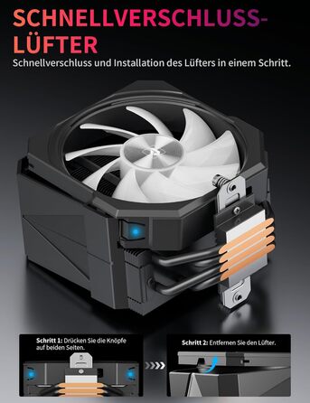 upHere UP1 Elite KC4C: Кулер для процесора з RGB підсвічуванням, 120мм, 4 теплові трубки, сумісний з AMD AM4/AM5 та Intel