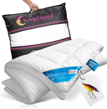 Schlafmond Medicus Clean всесезонна ковдра 135x200 см – преміум стьобана ковдра з бавовни для алергіків, терморегулююча, вироблено в Німеччині
