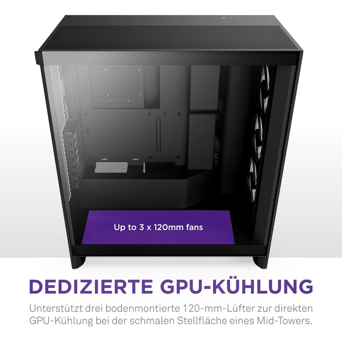 Корпус NZXT H7 Flow | Mid-Tower ATX з покращеною вентиляцією | Чорний | Підтримка 3 x 120 мм вентиляторів для охолодження GPU