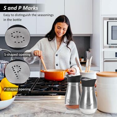 Набір для солі та перцю: скляні та нержавіючі солянки та перечниці, кухонне приладдя, контейнери для спецій чорного та білого кольорів для кухні, подорожей, кемпінгу, барбекю, що заповнюються