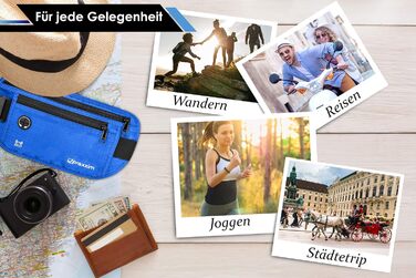 Чоловіча та жіноча поясна сумка - ультратонкий дизайн - для телефонів до 7 дюймів - ідеальна для спорту, подорожей та бігу. Стильна синя сумка.