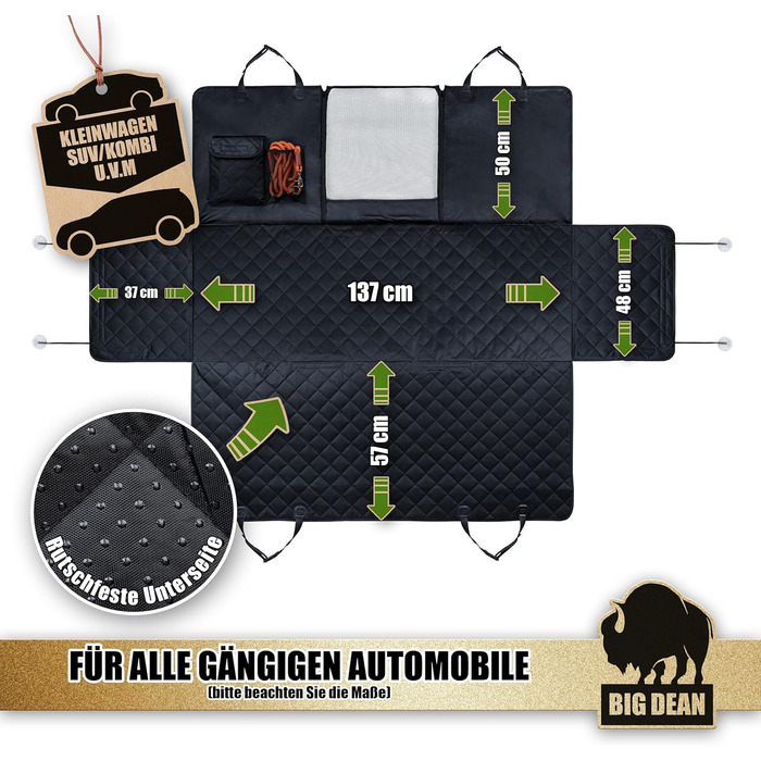 Захисна накидка на заднє сидіння автомобіля BigDean Premium - водовідштовхувальна, для собак, універсальна