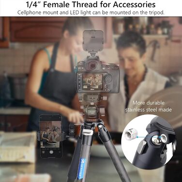 Штатив для камери ARTCISE з вуглецевого волокна з моноподом, 40 мм, для важкої техніки, 88 кг, CS80C