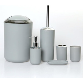 Набір аксесуарів для ванної кімнати, 6 предметів: відро для сміття, тримач для зубних щіток, стаканчик для зубної пасти, мильниця, відро, дозатор для лосьйону. Зелений колір
