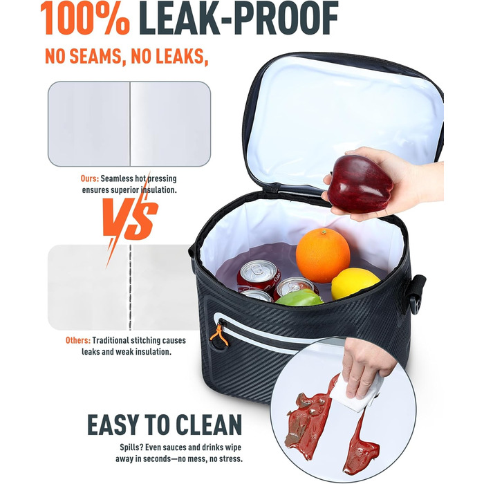 Lekesky 12/20L Ізольована Холодильна Сумка – Переносна Сумка для Пікніків, Походів, Пляжу, Барбекю, Чорна 12/20L