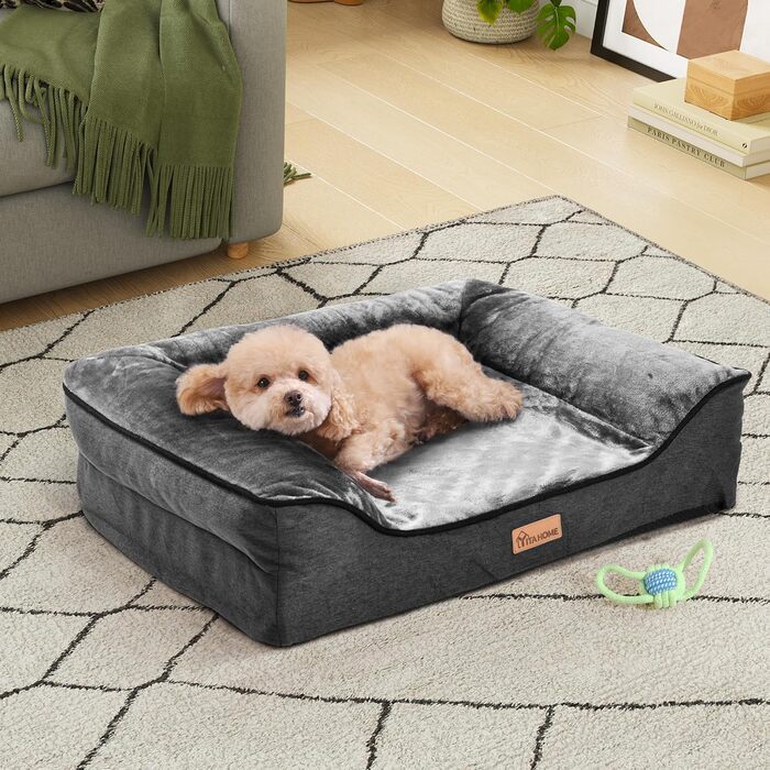 Крісло-ліжко для собак середніх порід YITAHOME, 51x48 см, ортопедичне, знімний чохол, чорне