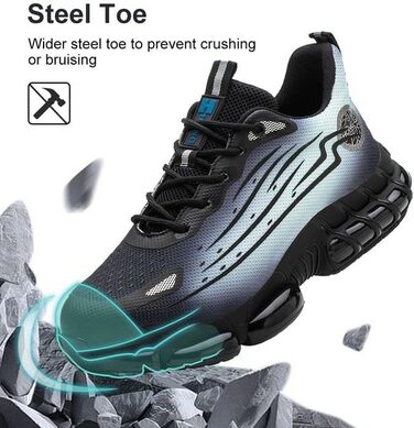 Зручні робочі черевики AIMAYEE з металевим підноском: легкі, дихаючі, з кевларовою вставкою (Сірий, 40 EU)