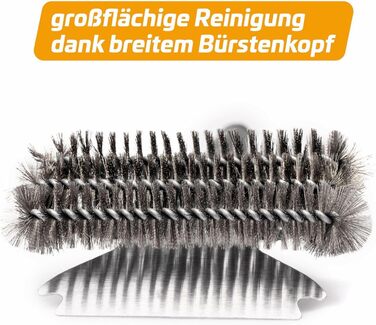 3X Grillfürst Premium Grill Brush with Brass Bristles, 45 cm - Grill Cleaning Brush for Grill Grates, Grill Grate Brush with Wide 3-Section Brush Head and Scraper (Stainless Steel with Scraper)