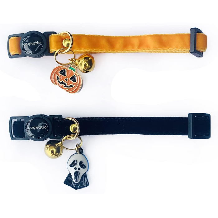 Нашийник для котів Cognatio з швидкою застібкою, з подвійного оксамиту, з дзвіночком, 20-30 см, святковий набір