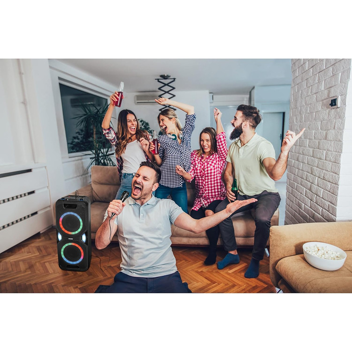 MEDION Party-Soundsystem P67038: караоке-система з LED, Bluetooth 5.0, USB, AUX, 2 мікрофони, 220W