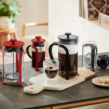 Тчибо Френч-прес для приготування кави вручну, 800 мл, з термостійкого боросилікатного скла, нержавіюча сталь, чорний